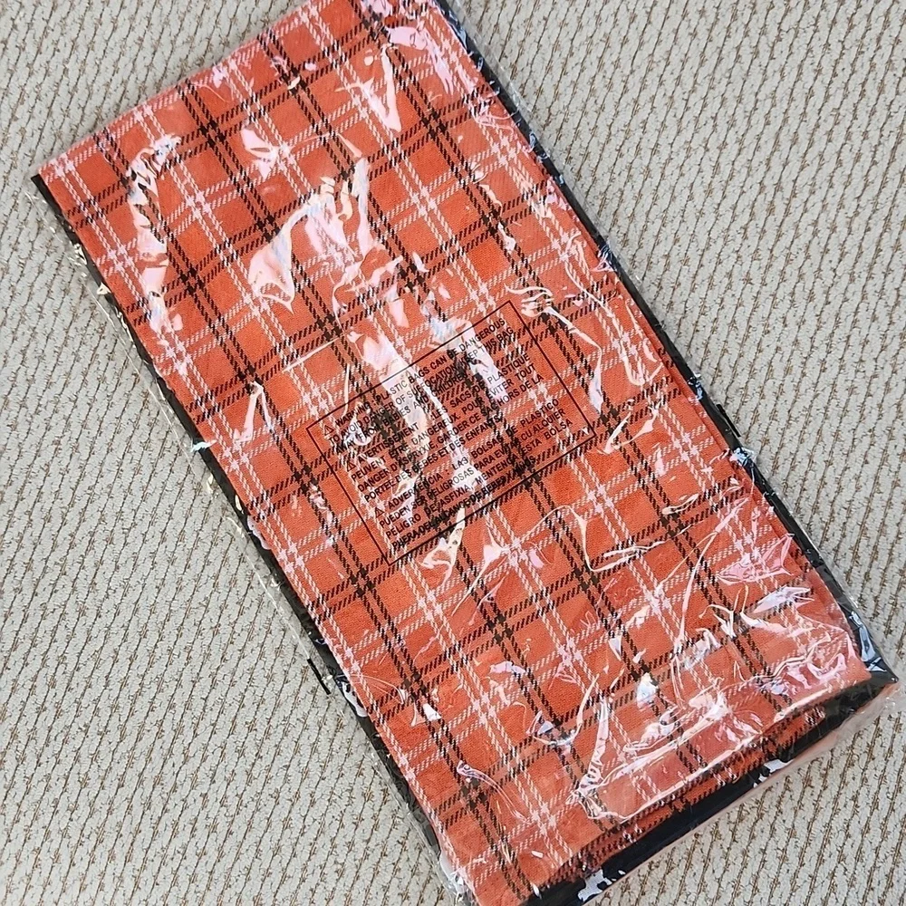 Skull Kitchen Towels in Black and Orange, 2pk, New